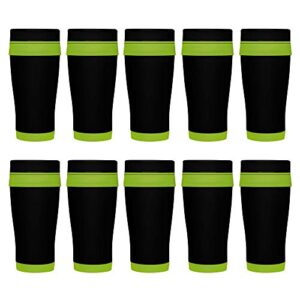 discount promos 16 oz. black steel travel coffee mugs - 10 pack - lime green