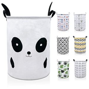 mhb laundry basket, nursery hamper, canvas foldable with waterproof pe coating, large storage baskets for kids boy and girl, office, bedroom, clothes, toys (bear)