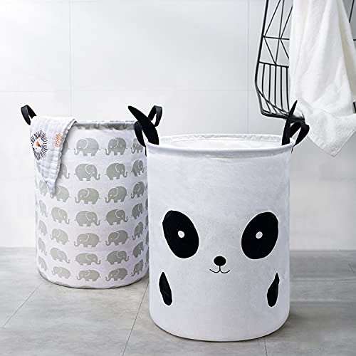 MHB Laundry Basket, Nursery Hamper, Canvas Foldable with Waterproof PE Coating, Large Storage Baskets for Kids Boy and Girl, Office, Bedroom, Clothes, Toys (Bear)