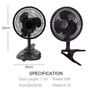 Kosmosta 6 inch 2 speed-Adjustable Tilt, 2 in 1 clip and table fan Personal Clip On Fan plug in clip fan For The Home, Office, Dorm Black color Fan