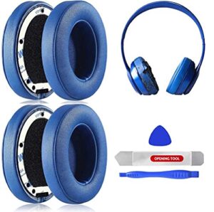 ulk 2 pack studio 2 studio 3 professional earpads cushions replacement(2pcs left, 2pcs right), ear pads for beats studio 2.03.0 wireless on-ear headphones with soft protein leather (blue)
