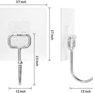 Adhesive Hooks Kitchen Wall Hooks-Transparent Reusable Seamless Hooks,Waterproof and Oilproof, high and Low Temperature Resistance,Bathroom Kitchen Heavy Duty Self Adhesive Hooks,Rustproof,10 Pack