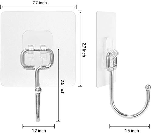 Adhesive Hooks Kitchen Wall Hooks-Transparent Reusable Seamless Hooks,Waterproof and Oilproof, high and Low Temperature Resistance,Bathroom Kitchen Heavy Duty Self Adhesive Hooks,Rustproof,10 Pack