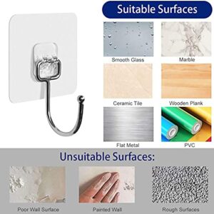 Adhesive Hooks Kitchen Wall Hooks-Transparent Reusable Seamless Hooks,Waterproof and Oilproof, high and Low Temperature Resistance,Bathroom Kitchen Heavy Duty Self Adhesive Hooks,Rustproof,10 Pack