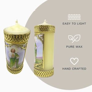 Hand Crafted Saint Jude Catholic Prayer Candle, Unscented Decorative Candles for Devotional, Religious Gifts for Christian Men and Women, 4.75 Inches