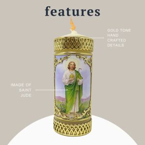 Hand Crafted Saint Jude Catholic Prayer Candle, Unscented Decorative Candles for Devotional, Religious Gifts for Christian Men and Women, 4.75 Inches