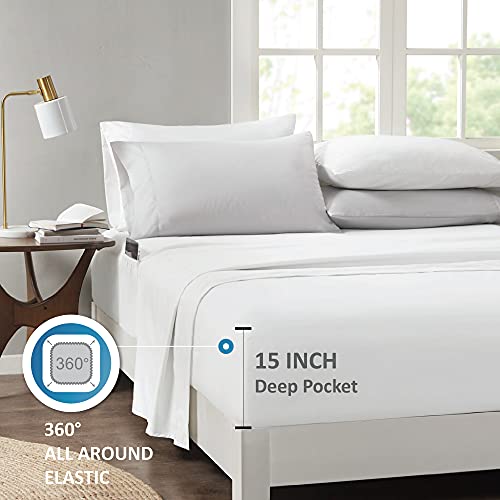 Comfort Spaces Bed in A Bag - Trendy Casual Design Cozy Comforter with Complete Sheet Set with Side Pocket, All Season Cover, Matching Shams, Queen, Nina, Leaf Yellow/Grey 9 Piece