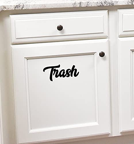 Trash Designs Door Vinyl Decal Pantry, Restroom, Closet, Laundry, Office, Toilettes, Bathroom,Trash, Black | 5.5 x 2.5 inch appx | VC-380