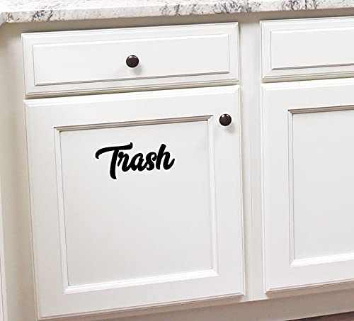 Trash Designs Door Vinyl Decal Pantry, Restroom, Closet, Laundry, Office, Toilettes, Bathroom,Trash, Black | 5.5 x 2.5 inch appx | VC-380