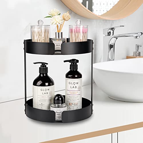 2 Tier Bathroom Counter Organizer, Stainless Steel Sink Storage Shelf, Waterproof and Rustproof, Premium Countertop Rack with Non-Slip Mat for Perfume, Makeup, Coffee