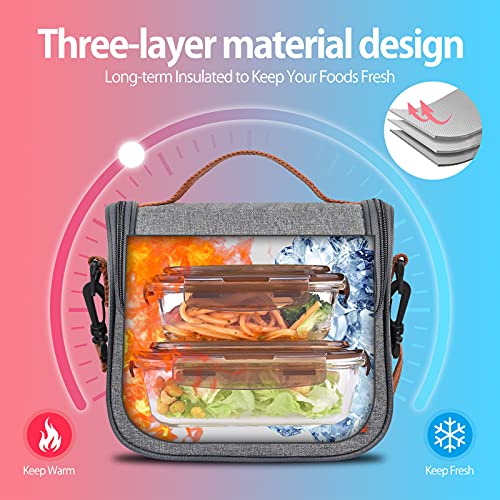 Insulated Lunch Bags for Women, Insulated Lunch Box for Men, Lunch Cooler Bag, Meal Prep Lunch Box for Women, Lunch Boxes with Removable Shoulder Strap for Women and Men