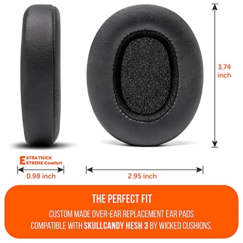 WC Wicked Cushions Extra Thick Earpads for Skullcandy Crusher/Evo/Hesh 3 Headphones & More | Improved Durability & Thickness for Improved Comfort and Noise Isolation | Black