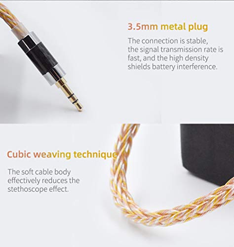 KZ Gold Silver and Copper Mixed (784 cores) Upgrade Cable, HiFi Audio 0.75MM 2PIN Replacement IEM Earbuds Wire Compatible with C PIN Headphone