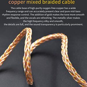 KZ Gold Silver and Copper Mixed (784 cores) Upgrade Cable, HiFi Audio 0.75MM 2PIN Replacement IEM Earbuds Wire Compatible with C PIN Headphone