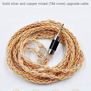 KZ Gold Silver and Copper Mixed (784 cores) Upgrade Cable, HiFi Audio 0.75MM 2PIN Replacement IEM Earbuds Wire Compatible with C PIN Headphone