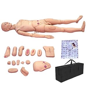 biuyyy nursing manikin pvc nursing training mannequins with simulation visceral and replaceable wound modules and storage bag for students education teaching medical training skills