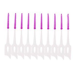 An-self 160PCS Interdental Brushes Ultra Tight Bristles Tooth Interdental Cleaners Silicone Toothpick Brush Disposable Teeth Soft Picks, 160 Count (Pack of 1), Purple