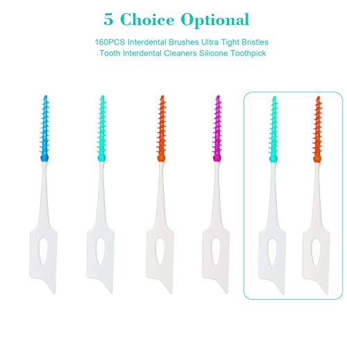 An-self 160PCS Interdental Brushes Ultra Tight Bristles Tooth Interdental Cleaners Silicone Toothpick Brush Disposable Teeth Soft Picks, 160 Count (Pack of 1), Purple