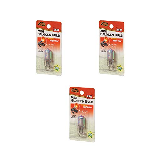 Mini Halogen 25w Red Basking & Night Time Bulb for Reptiles- 3 Bulb Value Pack