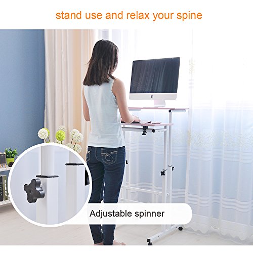 soges Adjustable Mobile Stand Up Desk Standing Desk Computer Desk Workstation Sit-Stand Desktop Standing Desk,White Maple 101-MP