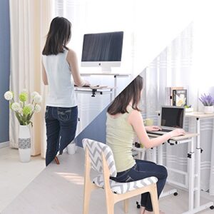 soges Adjustable Mobile Stand Up Desk Standing Desk Computer Desk Workstation Sit-Stand Desktop Standing Desk,White Maple 101-MP