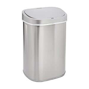 amazon basics automatic hands-free stainless steel trash can - 80-liter, 2 compartment bins