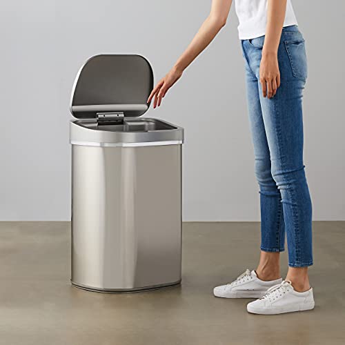 Amazon Basics Automatic Hands-Free Stainless Steel Trash Can - 80-Liter, 2 Compartment Bins