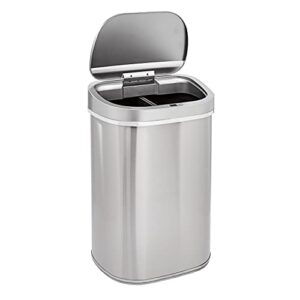 Amazon Basics Automatic Hands-Free Stainless Steel Trash Can - 80-Liter, 2 Compartment Bins