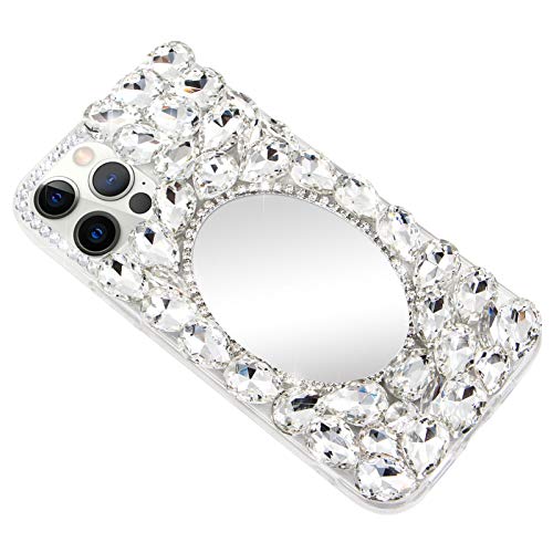 MOIKY Case for Galaxy A32 5G Clear Sparkle Bling 3D Crystal Rhinestone Diamond Makeup Mirror for Women Girls Soft TPU Bumper Shockproof Protective Phone Cover for Samsung Galaxy A32 5G(Transparent)