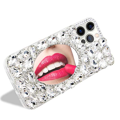 MOIKY Case for Galaxy A32 5G Clear Sparkle Bling 3D Crystal Rhinestone Diamond Makeup Mirror for Women Girls Soft TPU Bumper Shockproof Protective Phone Cover for Samsung Galaxy A32 5G(Transparent)