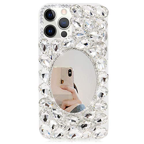 MOIKY Case for Galaxy A32 5G Clear Sparkle Bling 3D Crystal Rhinestone Diamond Makeup Mirror for Women Girls Soft TPU Bumper Shockproof Protective Phone Cover for Samsung Galaxy A32 5G(Transparent)