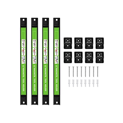 Magnetic Tool Holder 12 Inch 4 Pack Heavy Duty Magnet Tool Bar Strip Rack Wall Mount Green