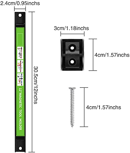 Magnetic Tool Holder 12 Inch 4 Pack Heavy Duty Magnet Tool Bar Strip Rack Wall Mount Green