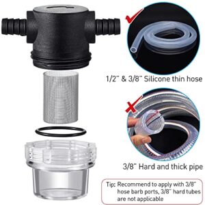 Water Pump Strainer, 3/8 Inch Hose Barb In-Line Strainer Twist-On Sprayer Filter for Water Pump 12V DC 80 PSI RV Camper Marine Boat Lawn