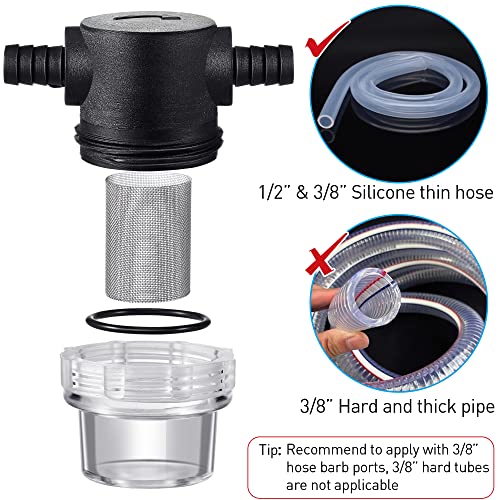 Water Pump Strainer, 3/8 Inch Hose Barb In-Line Strainer Twist-On Sprayer Filter for Water Pump 12V DC 80 PSI RV Camper Marine Boat Lawn