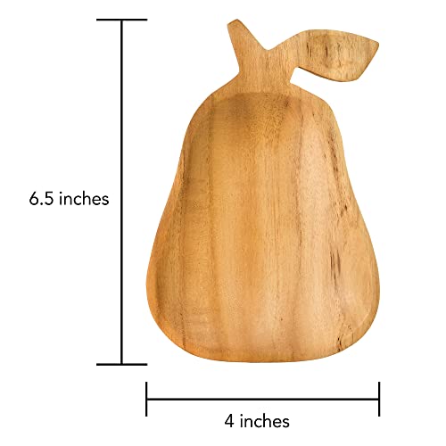 Cute Fruity Pear Carved Teak Wood Snack Plate | Wooden Fruit Platter Tray Home Décor | Kitchen Living Room Modern Home Decoration