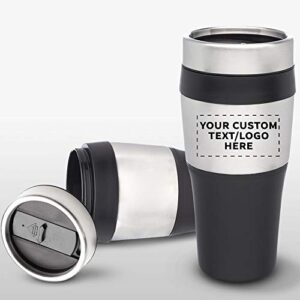 Personalized 16 oz. Insulated Plastic Travel Mugs - 10 Pack - Custom Text, Logo - Stainless Steel