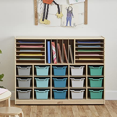 ECR4Kids Scoop Front Storage Bin, Multipurpose Organization, Contemporary, 15-Piece