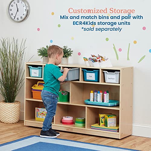 ECR4Kids Scoop Front Storage Bin, Multipurpose Organization, Contemporary, 15-Piece