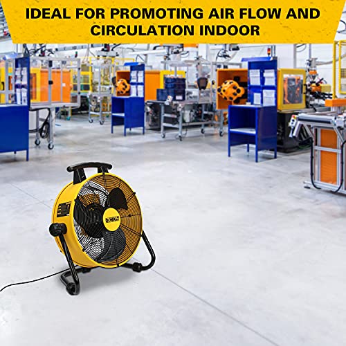 DEWALT Industrial Floor Fan, 18 Inch Drum Fan, 3-Speed Heavy Duty Air Circulator with Adjustable Tilt, Model: DXF1840 , Yellow