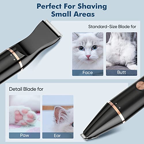 oneisall 2 Speed Cat Clippers with Double Blades, Cordless Small Cat Paw Trimmer, Low Noise for Trimming Dog's Hair Around Paws, Eyes, Ears, Face, Rump-Black