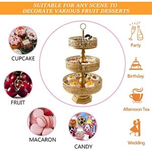 weharnar Gold Cupcake Stand - Tiered Dessert Table Display Set 3 Tier Metal Gold Serving Tray Round Cake Stand Holder for Wedding Tea Party Baby Shower Birthday Christmas Decor