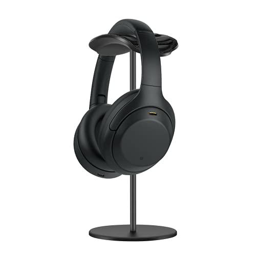 YUTAO Headphone Stand Aluminum, Headset Holder with Soft Leather Tray & Solid Base for Desk, Compatible with AirPods Max, Beats, Bose, B&O, Sony, Sennheiser, etc (Black)