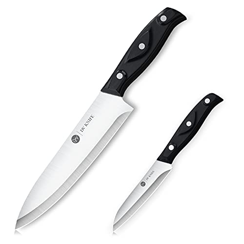 Chef Knife - Kitchen Knives, 8 inch Chef's Knife, 4 inch Paring Knife, High Carbon Stainless Steel with Ergonomic Handle