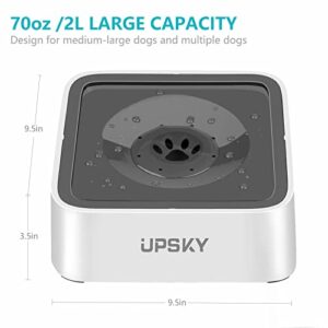 UPSKY Dog Water Bowl Upgrade 70oz Large Capacity Dog Bowl No Spill Dog Slow Water Feeder Vehicle Carried 2L Pet Water Dispenser Travel Water Bowl for Dogs, Cats