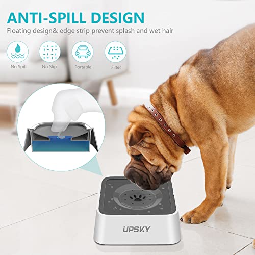 UPSKY Dog Water Bowl Upgrade 70oz Large Capacity Dog Bowl No Spill Dog Slow Water Feeder Vehicle Carried 2L Pet Water Dispenser Travel Water Bowl for Dogs, Cats