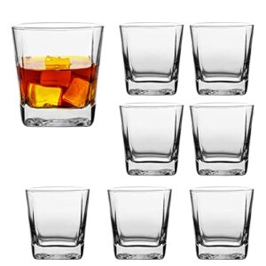 drinking glasses set of 8, glassware set includes 8 rocks glasses heavy base glass cups for water, juice, beer, wine, and cocktails