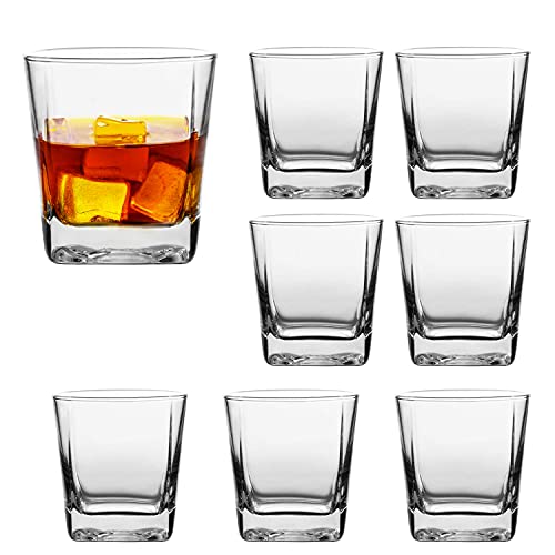 Drinking Glasses Set of 8, Glassware Set Includes 8 Rocks Glasses Heavy Base Glass Cups for Water, Juice, Beer, Wine, and Cocktails