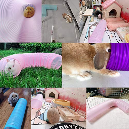 Hamiledyi Small Pet Collapsible Tunnel, Portable Hamster Outdoor/Indoor Playpen, Guinea Pig Fun Hideout Accessories Tent Toys for Bunnies Rats Gerbils Ferrets (Blue)