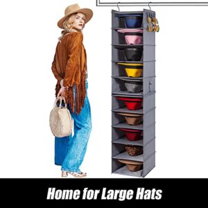 Fedora Hat Rack for Closet, 10-Shelf Hat Organizer for Sun Hat Panama Hat, 2 Separate 5-Shelf Hanging Closet Hat Organizer, Hat Storage Hat Hanger Hat Holder Oxford Cloth Fedora Hanging Hat Rack